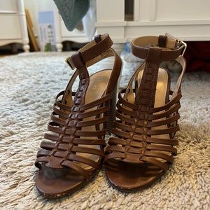 Express Brown Heeled Sandals - Size 7